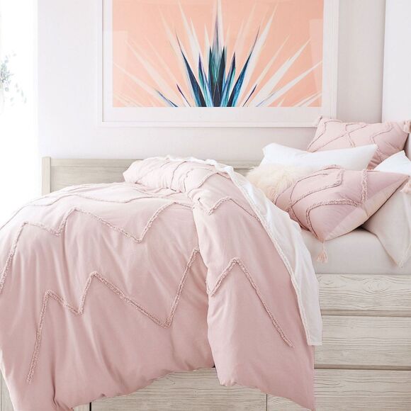 Pottery Barn Teen Boho Cottage Duvet Cover Powdered Pink Blush TWIN 100% Cotton - Picture 1 of 11
